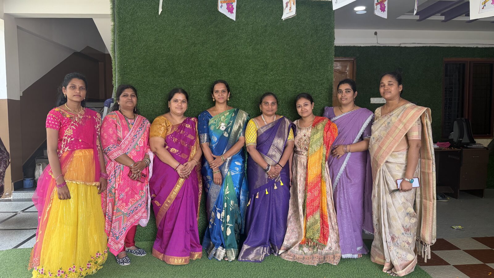 Group of HCS teachers in traditional sarees